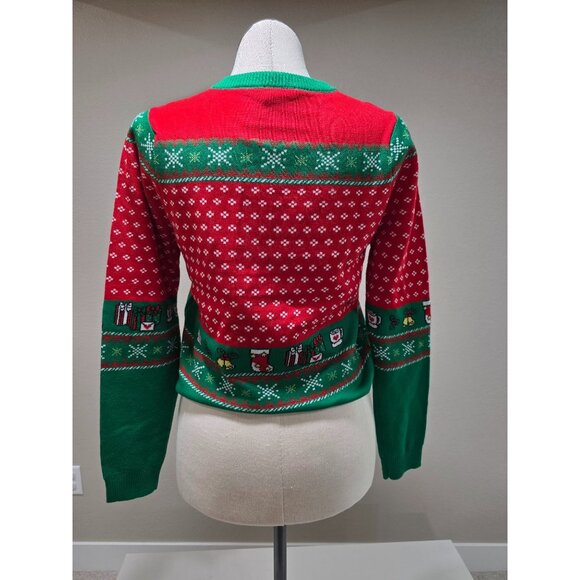 Hello Kitty Christmas Sweater Young Women’s Size L Red & Green Holiday Knit 100% - Picture 2 of 6